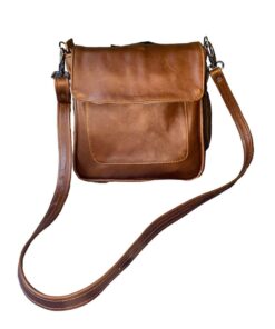 Genuine Leather Mini Pascal Sling Crossbody Handbag - Dark brown