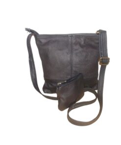 Genuine Leather Miss Ruth Hand Bag and Coin Purse Gift Set - Black