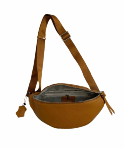 Genuine Leather Moon Bag - Camel Tan