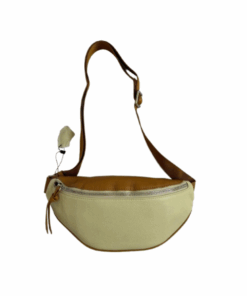Genuine Leather Moon Bag - Ivory