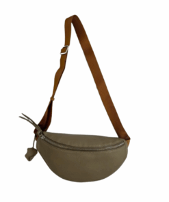 Genuine Leather Moon Bag - Light Brown