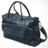 Genuine Leather Overnight Bag - Navy