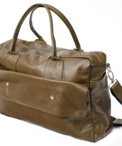 Genuine Leather Overnight Bag - Pecan