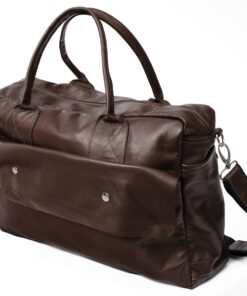 Genuine Leather Overnight Bag - Saddle