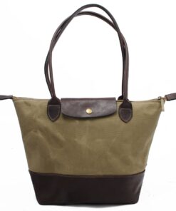 Genuine Leather & Real Waxed Canvas Tote - Leather Bottom - Sand