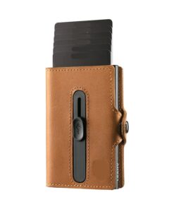 Genuine Leather RFID Blocking Credit Bank Card Holder WB-57A - Brown