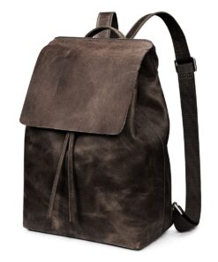 Genuine Leather Rugsack Backpack - Midnight