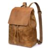 Genuine Leather Rugsack Backpack - Pecan