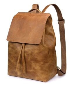 Genuine Leather Rugsack Backpack - Pecan
