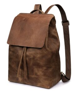 Genuine Leather Rugsack Backpack - Saddle