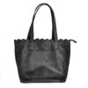 Genuine Leather Scallop Handbag - Extra Large - Midnight