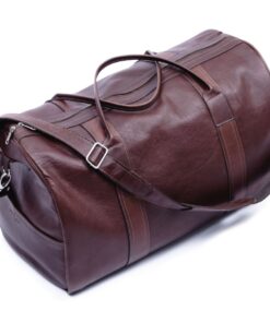 Genuine Leather Simplistic Duffel bag - cognac