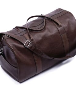 Genuine Leather Simplistic Duffel bag - saddle
