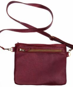 Genuine Leather Sling Bag - Cherry