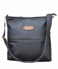 Genuine Leather Sling Bag - Matt Black