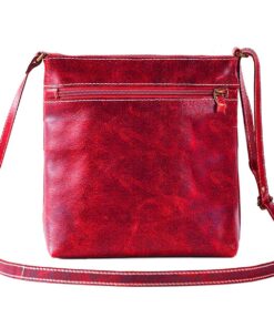 Genuine Leather Small Crossbody Bag - Cherry