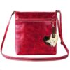 Genuine Leather Small Crossbody Bag with Nguni Keyholder - Cherry