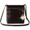 Genuine Leather Small Crossbody Bag with Nguni Keyholder - Midnight