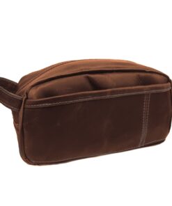 Genuine Leather Toiletry Bag - Large - Chocolate