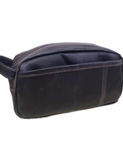 Genuine Leather Toiletry Bag - Large - Ocean Navy