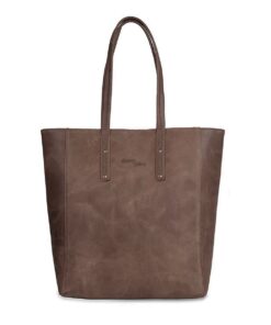 Genuine Leather Tote Handbag - Large - Saddle
