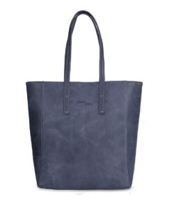 Genuine Leather Tote Handbag - Medium - Deep Ocean Navy