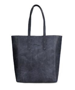 Genuine Leather Tote Handbag - Medium - Midnight