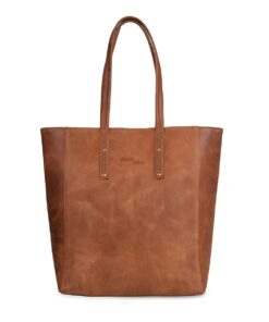 Genuine Leather Tote Handbag - Medium - Pecan