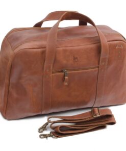 Genuine Leather Travel Bag - Oribi - Cognac