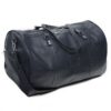 Genuine Leather Travel Duffel Bag - Navy