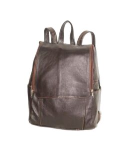 Genuine Leather Travel Laptop Backpack - Dark Brown