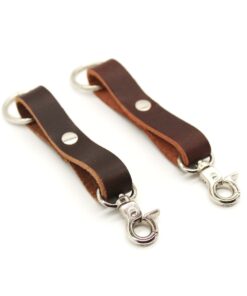 Genuine Leather Twin Set Matching His & Hers Key Chains with Clasps