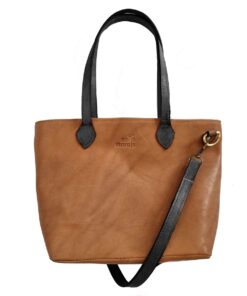 Genuine leather Ultimate Tote - Small Duel Tone Range - Toffee and Black