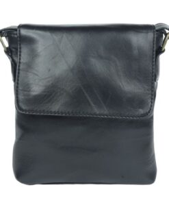 Genuine Leather Unisex Sling Bag Black