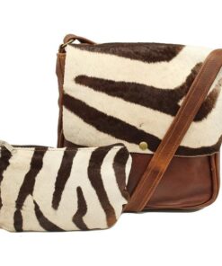 Genuine Leather Zebra Crossbody Bag Combo