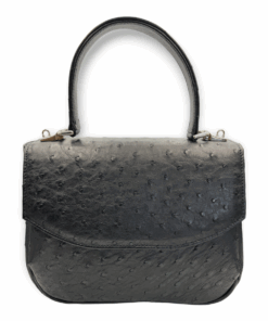 Genuine Ostrich Leather Crossbody Bag (The Kimberly) - Classic Black