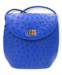 Genuine Ostrich Leather Crossbody Bag (The Phillipa) - Royal Blue
