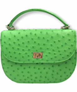 Genuine Ostrich Leather Crossbody Bag (The Sophia) - Apple Green