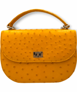 Genuine Ostrich Leather Crossbody Bag (The Sophia) - Buttercup Yellow