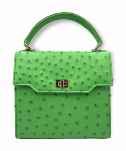 Genuine Ostrich Leather Crossbody Bag (The Victoria) - Apple Green
