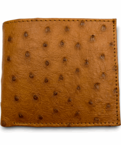 Genuine Ostrich Leather Men's Wallet (Coin Pouch) - Cognac Tan