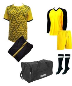 German Style Soccer Kit & Goalkeeper Set & Kit Bag - Team of 15 - Yellow