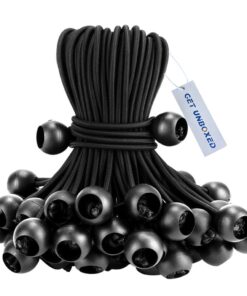 GET UNBOXED 50 Piece Bungee Cords with Ball for Outdoor Canopy Tents Black