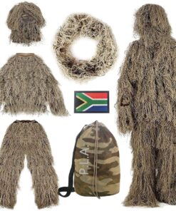 Ghillie Suit With SA Velcro Patch P.L.A. Camouflaged Clothing - Karoo Beige
