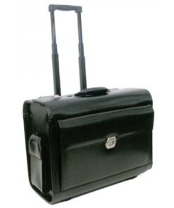 Gino De Vinci Genuine Leather Pilot Case On Wheels