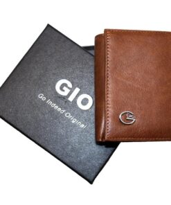 GIO-1624 Top Grain Genuine Leather Slim Compact Card Holder Wallet with Gift Box