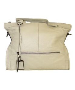 GIO-5037 Full Grain Genuine Leather Shoulder Bag - Light Grey