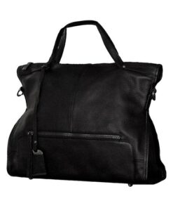 GIO-5037 Full Grain Genuine Leather Shoulder Bag - Midnight Black