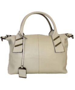 GIO-8010 Full Grain Genuine Leather Stylish Everyday Designer Shoulder Bag - Light Grey