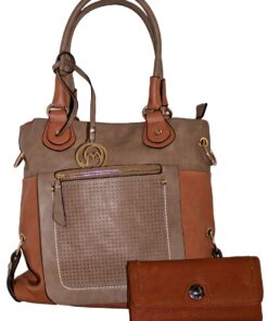 GIO Stylish Faux Leather Shoulder Bag with Purse - Peach